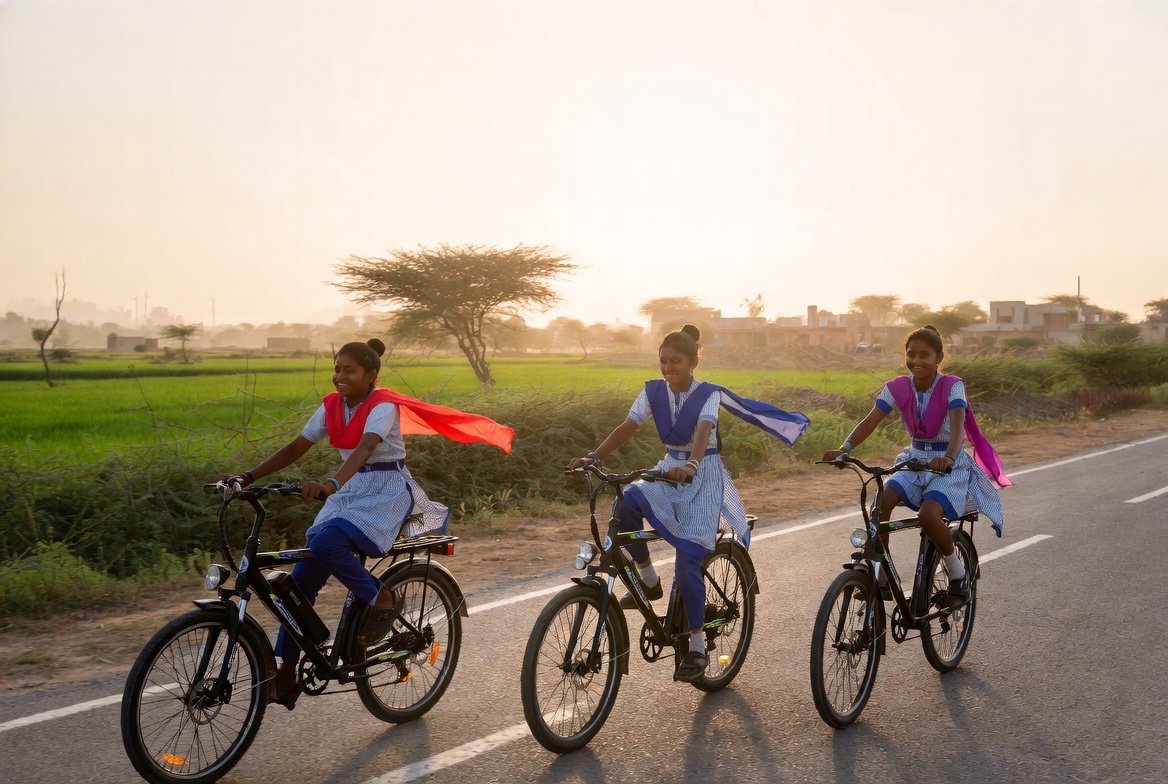 CM Bhajanlal ने बेटियों को दीं ई-साइकिलें